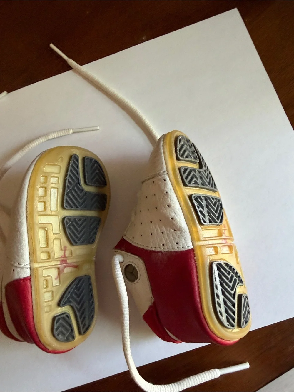 Jordan White and Red Baby Lace-Up Sneakers